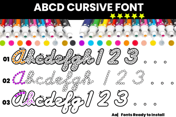 Abcd Cursive Dot Marker: A Playful Font for Hands-On Learning